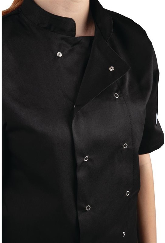  Whites Vegas Unisex Chef Jacket Short Sleeve Black - 