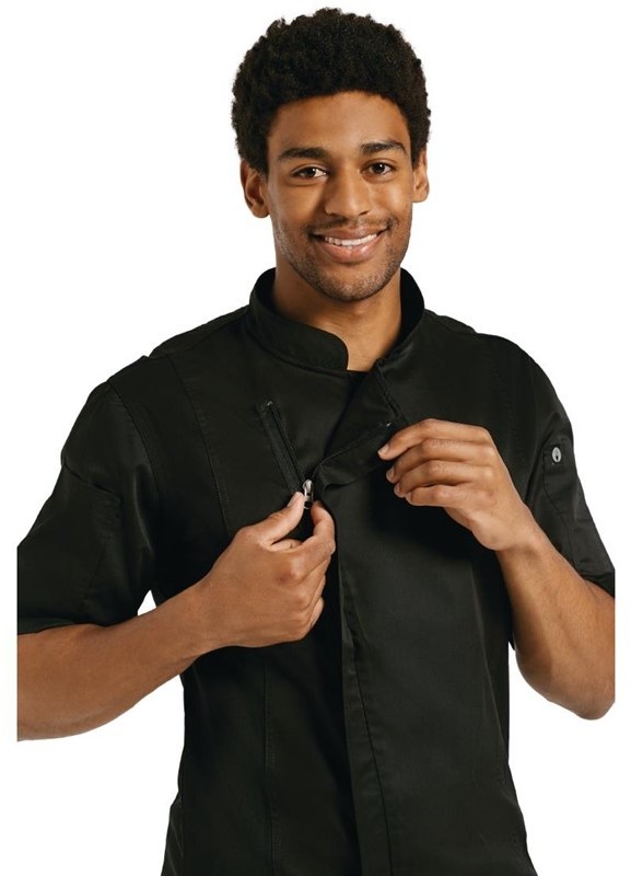  Chef Works Springfield Zipper Mens Chefs Jacket Black 