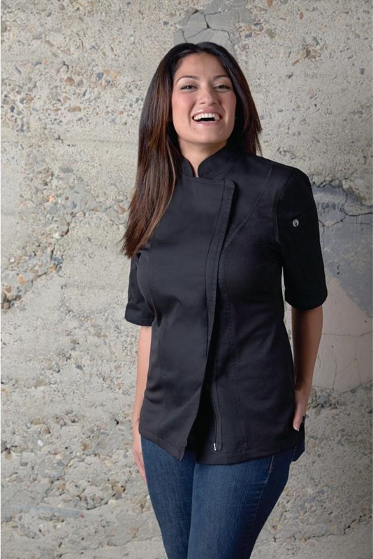  Chef Works Womens Springfield Zip Chefs Jacket Black 