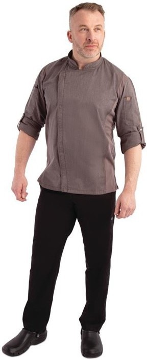  Chef Works Hartford Lightweight L/S Zipper Coat Graphite 