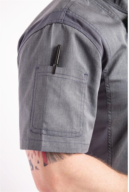  Chef Works Unisex Springfield Lightweight Short Sleeve Zipper Coat Ink Blue 