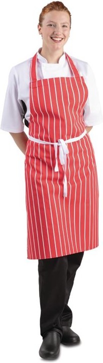  Whites Bib Apron  Red And White Stripe 