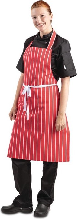  Whites Bib Apron  Red And White Stripe 