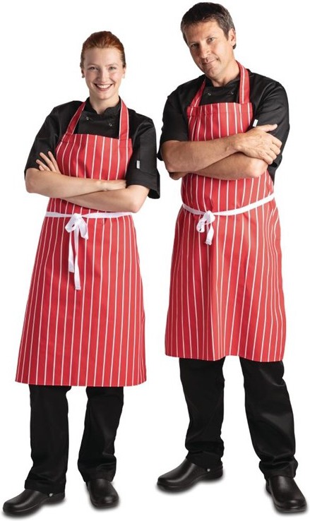  Whites Bib Apron  Red And White Stripe 