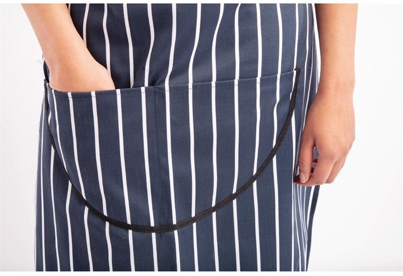  Whites Butchers Apron   Navy Stripe with Pocket 