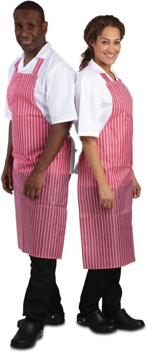  Whites Waterproof Bib Apron Red And White Stripe 