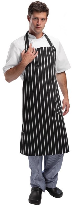  Whites Bib Apron Butchers Stripe Black 