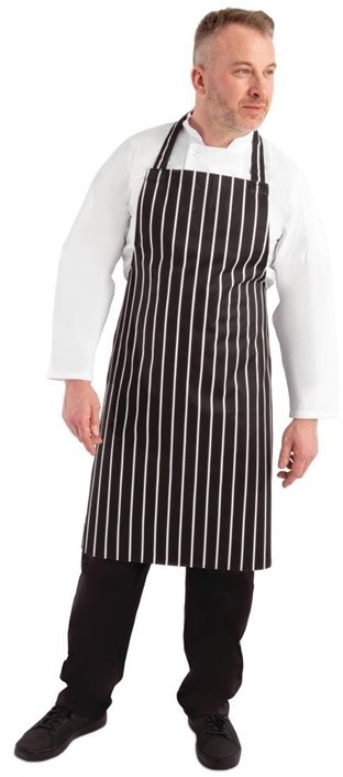  Whites Bib Apron Butchers Stripe Black 