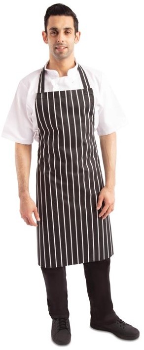  Whites Bib Apron Butchers Stripe Black 