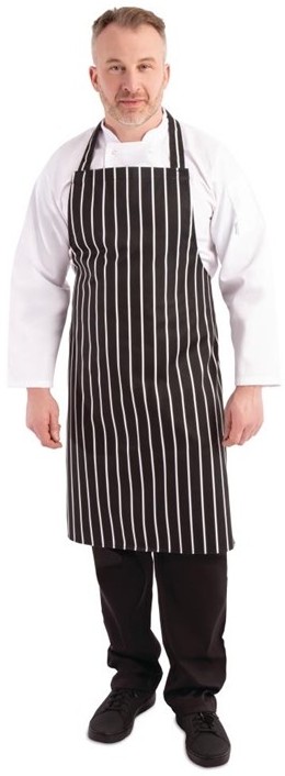  Whites Bib Apron Butchers Stripe Black 