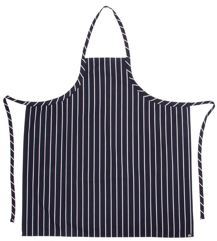  Chef Works Premium Woven Bib Apron Navy and White Stripe 