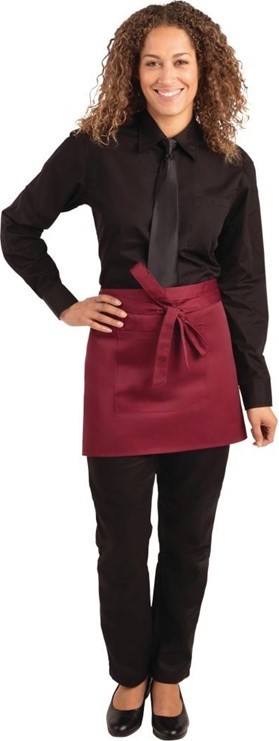  Whites Short Bistro Apron Burgundy 
