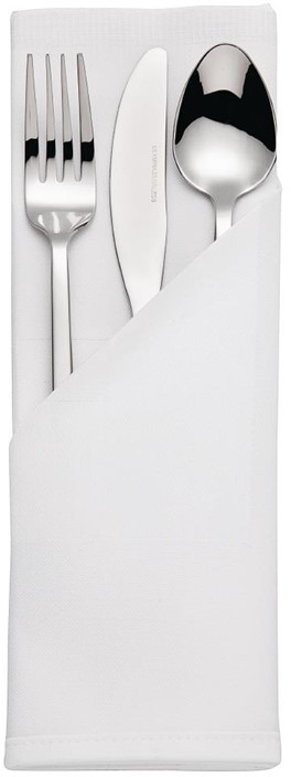  Mitre Luxury Satin Band Napkins Cotton White (Pack of 10) 