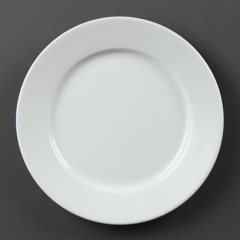  Olympia Whiteware Wide Rimmed Plates 202mm (Pack of 12) 