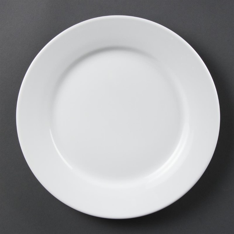  Olympia Whiteware Wide Rimmed Plates 250mm (Pack of 12) 