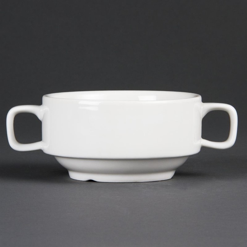  Olympia Whiteware Soup Bowls With Handles 400ml (Pack of 6) 