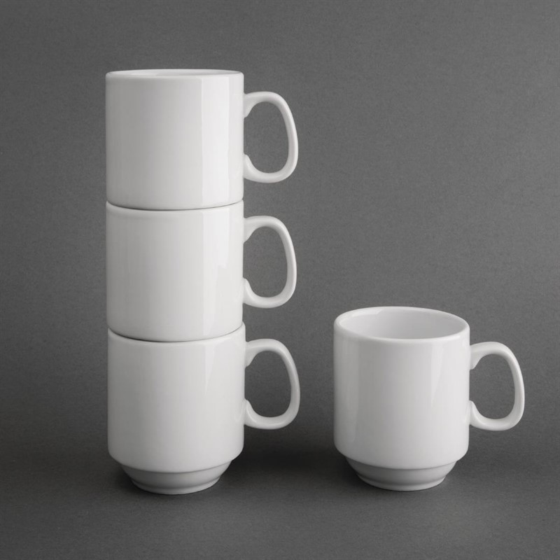  Olympia Whiteware Stacking Mugs 284ml 10oz (Pack of 12) 