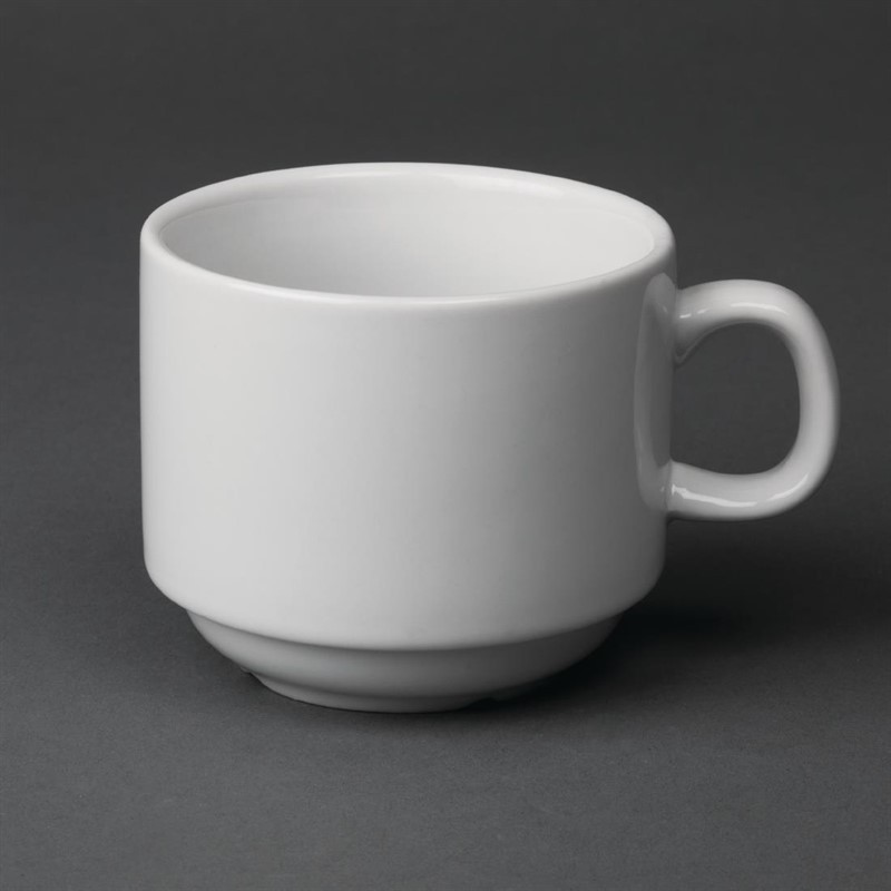  Olympia Whiteware Stacking Tea Cups 200ml 7oz (Pack of 12) 
