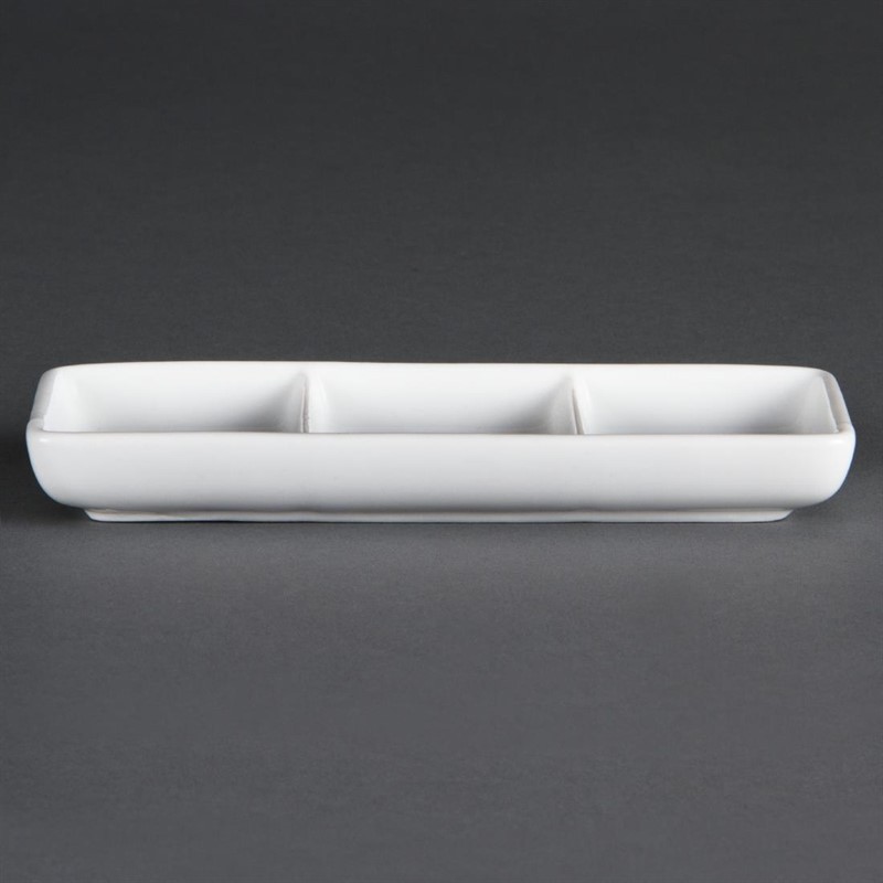  Olympia Whiteware 3 Section Dishes (Pack of 12) 