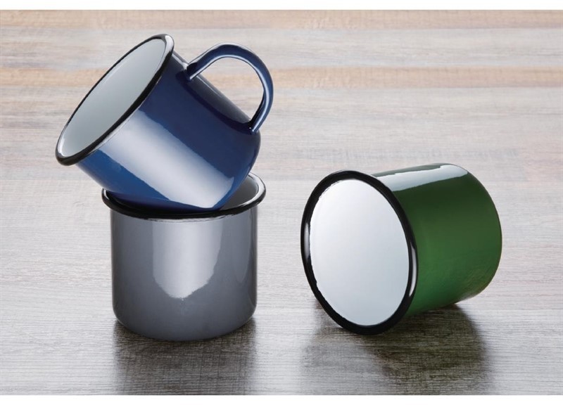  Olympia Enamel Mugs Green 350ml (Pack of 6) 