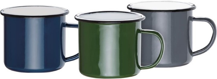  Olympia Enamel Mugs Green 350ml (Pack of 6) 