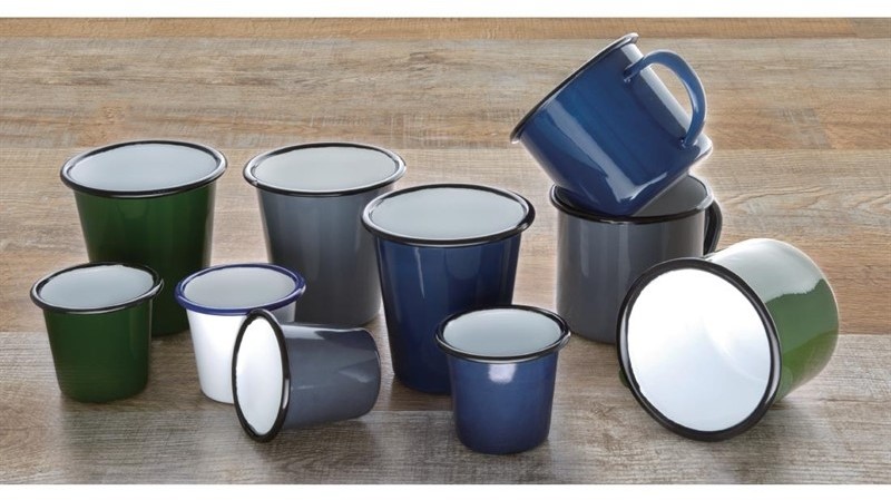  Olympia Enamel Mugs Green 350ml (Pack of 6) 