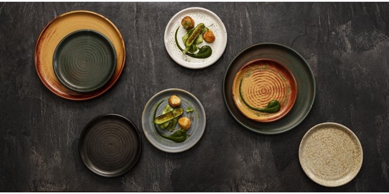  Olympia Canvas Small Rim Round Plate Blue Granite 180mm (Pack of 6) 