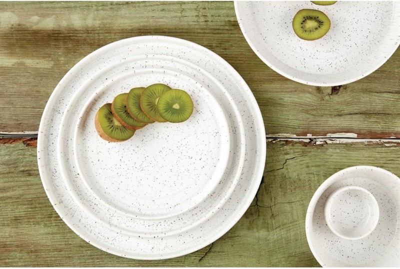  Olympia Cavolo White Speckle Flat Round Plate - 220mm (Box 6) 