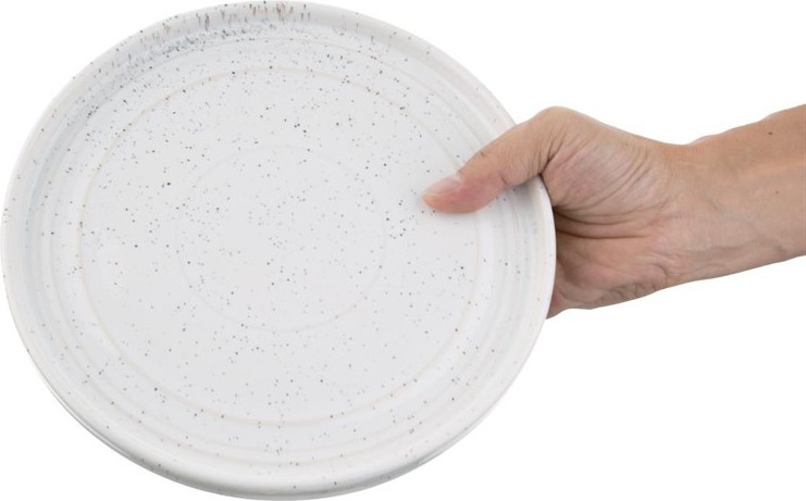  Olympia Cavolo White Speckle Flat Round Plate - 220mm (Box 6) 