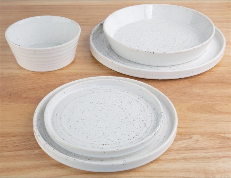  Olympia Cavolo White Speckle Flat Round Plate - 270mm (Box 4) 