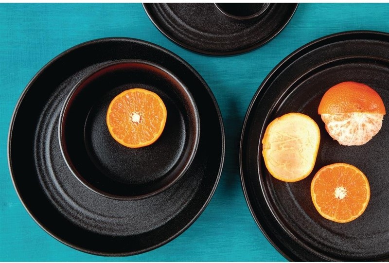  Olympia Cavolo Textured Black Flat Round Plate - 270mm (Box 4) 