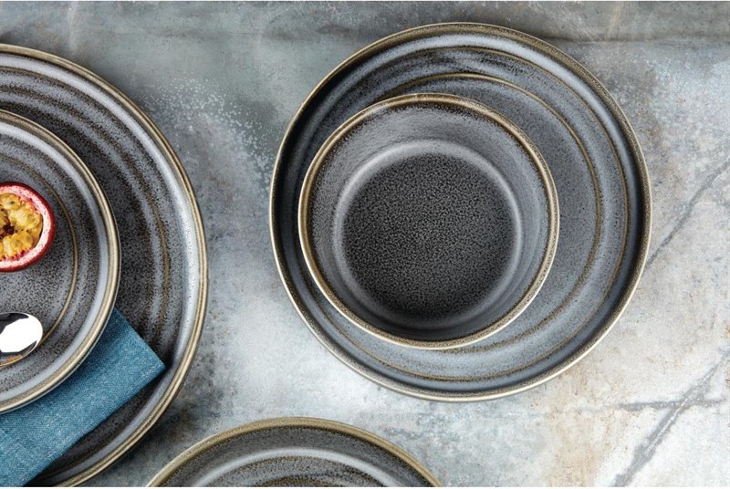  Olympia Cavolo Charcoal Dusk Flat Round Plate - 270mm (Box 4) 