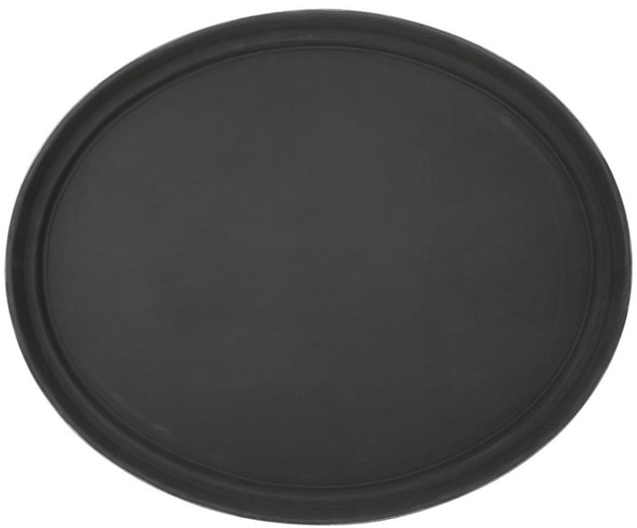  Kristallon Polypropylene Oval Non-Slip Tray Black 685mm 