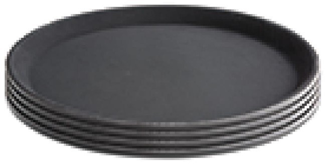  Kristallon Polypropylene Round Non-Slip Tray Black 356mm 