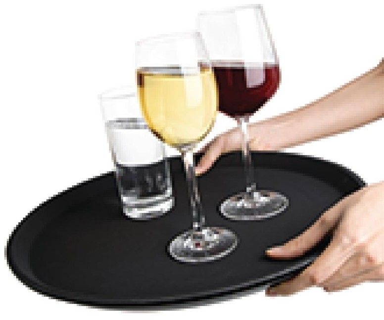  Kristallon Polypropylene Round Non-Slip Tray Black 406mm 