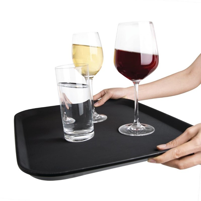  Kristallon Polypropylene Rectangular Non-Slip Tray Black 457mm 
