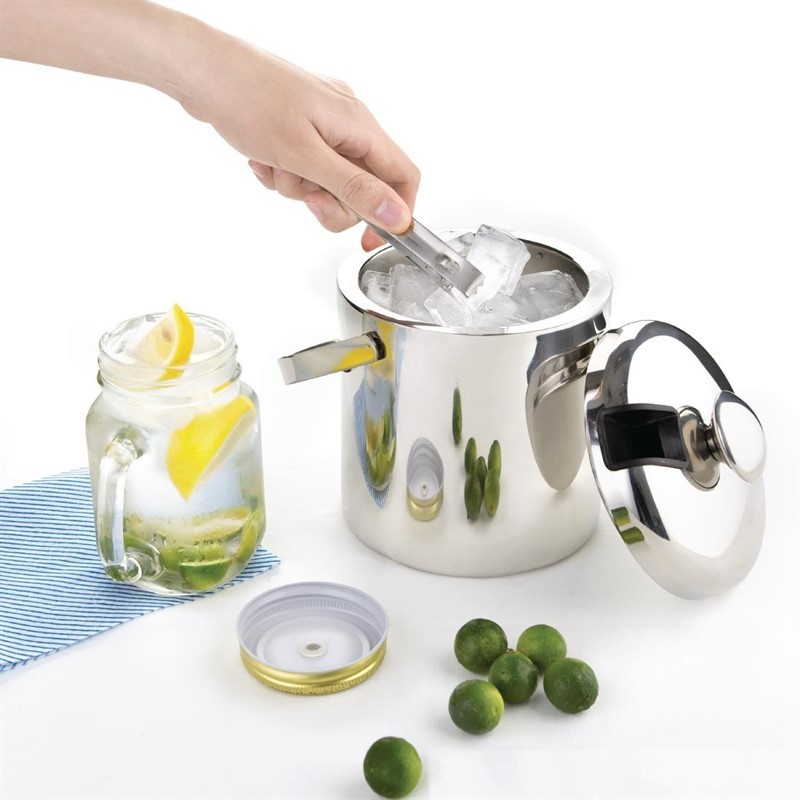  Olympia Ice Bucket with Lid and Tongs 1.23Ltr 
