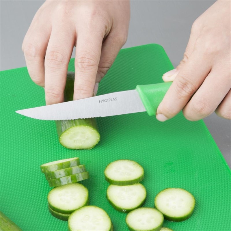  Hygiplas Serrated Vegetable Knife Green 10cm 