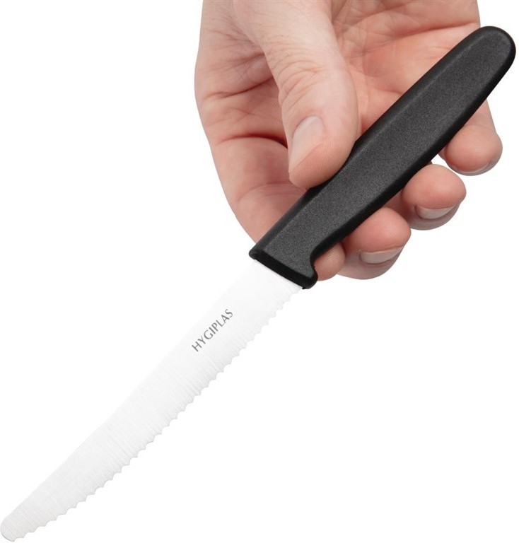  Hygiplas Serrated Tomato Knife Black 10cm 