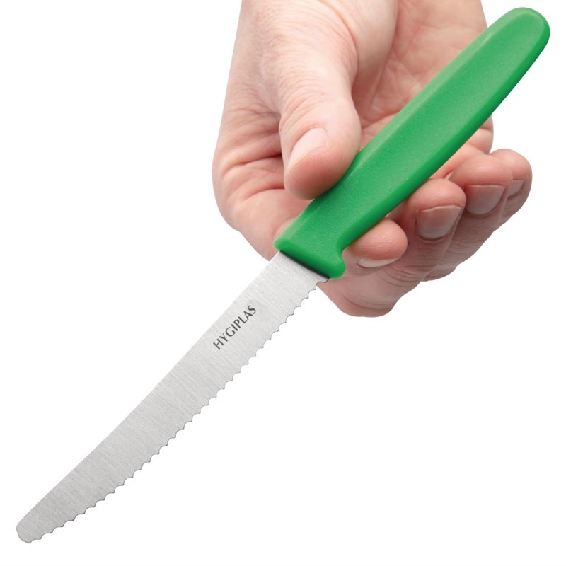  Hygiplas Serrated Tomato Knife Green 10cm 