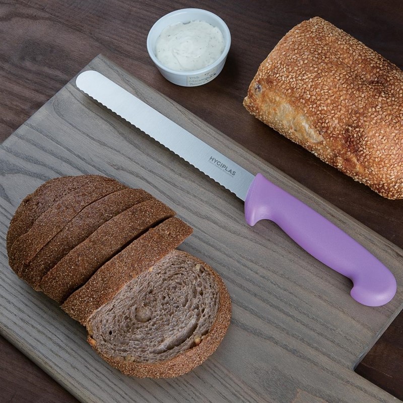  Hygiplas Bread Knife Purple Handle 20.5cm 