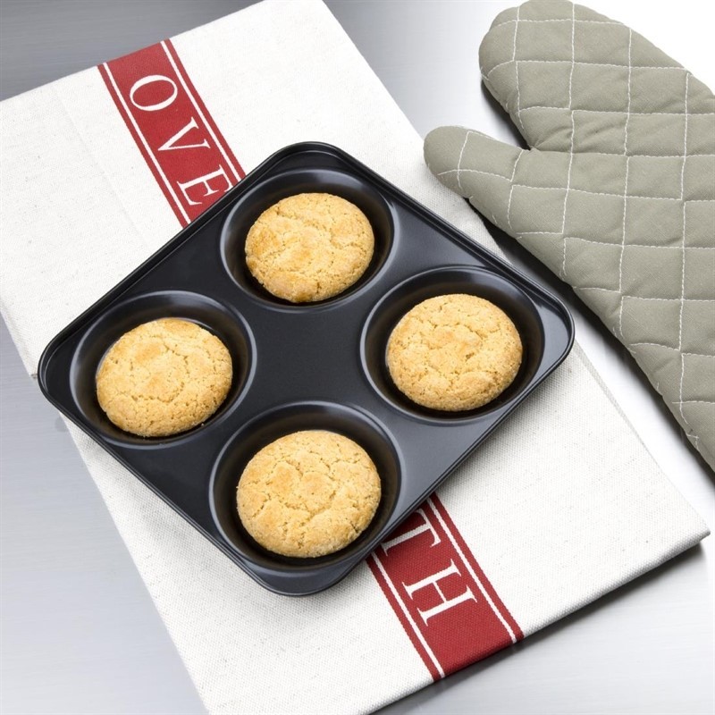  Vogue Carbon Steel Non-Stick Yorkshire Pudding Tray 4 Cup 