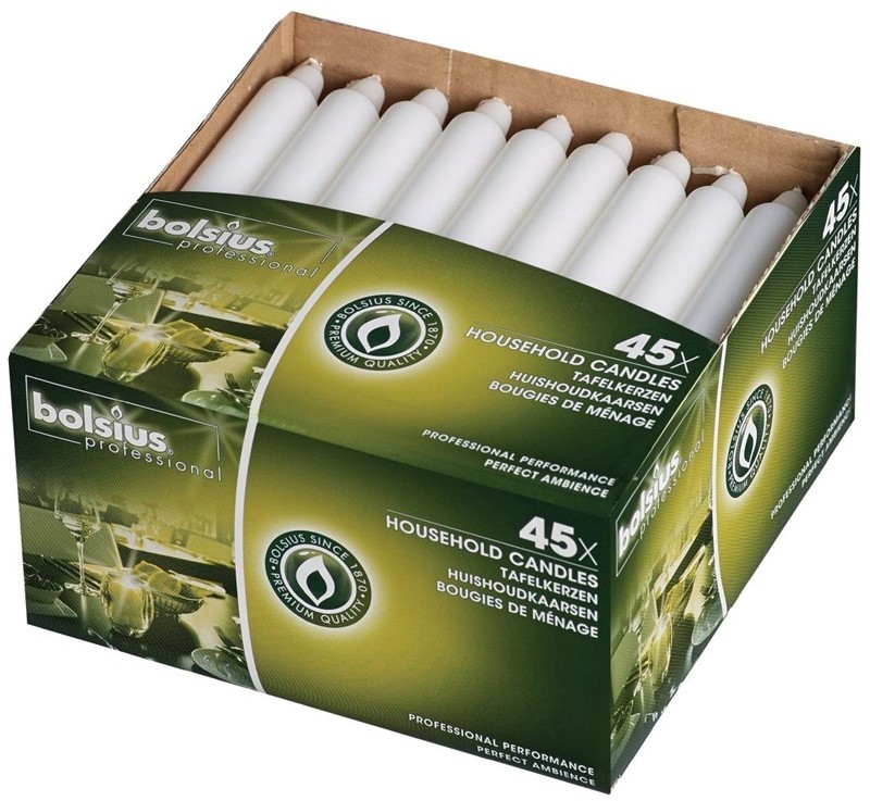  Bolsius White Bistro 7inch Candles (Pack of 45) 