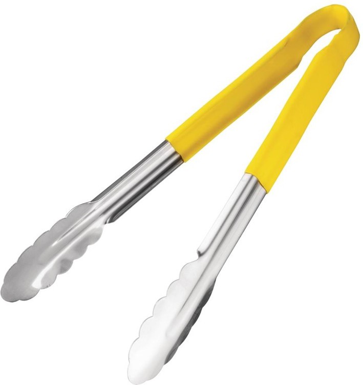  Vogue Colour Coded Yellow Serving Tongs 11" 