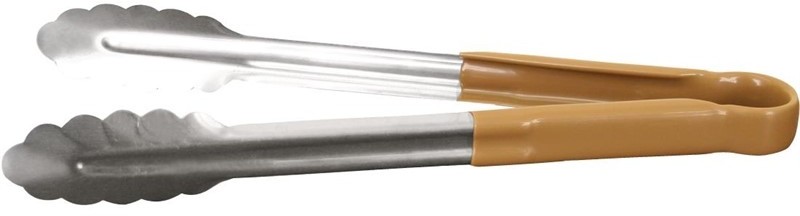  Vogue Colour Coded Brown Serving Tongs 11" 