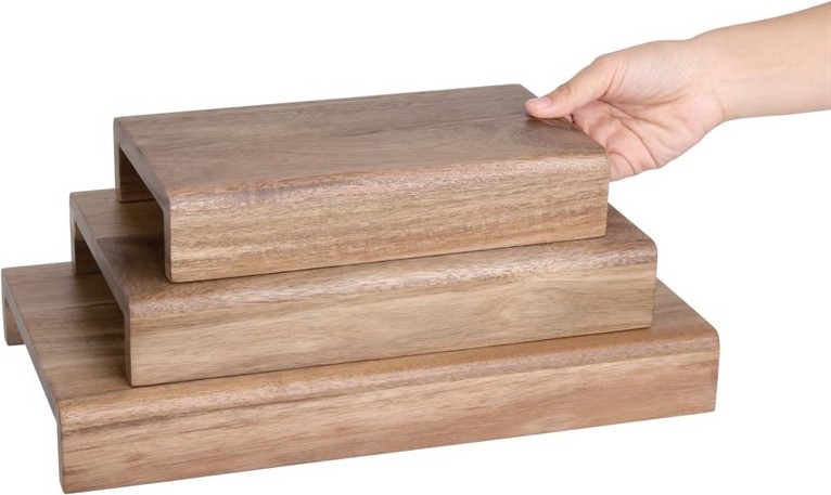 Olympia FSC Acacia Wood Riser Set (Pack of 3) 
