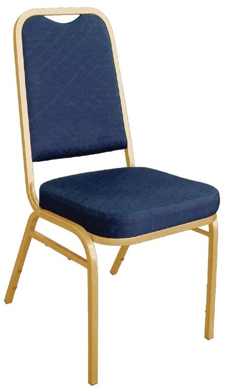  Bolero DL015 - Banqueting Chair Squared Back Gold Frame Blue Plain Cloth (Pack 4 