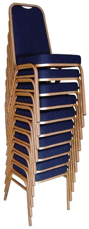  Bolero DL015 - Banqueting Chair Squared Back Gold Frame Blue Plain Cloth (Pack 4 
