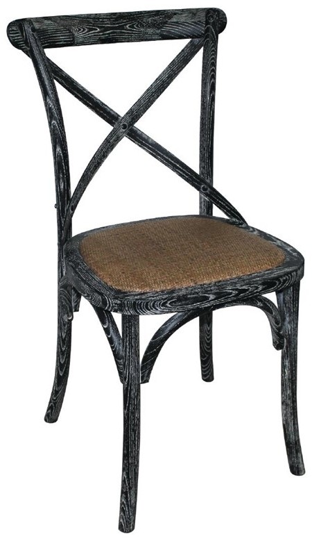  Bolero GG654 - Wooden Dining Chair with Cross Backrest Black Wash Finish (Box 2) 