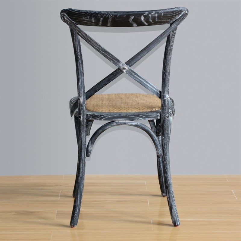  Bolero GG654 - Wooden Dining Chair with Cross Backrest Black Wash Finish (Box 2) 